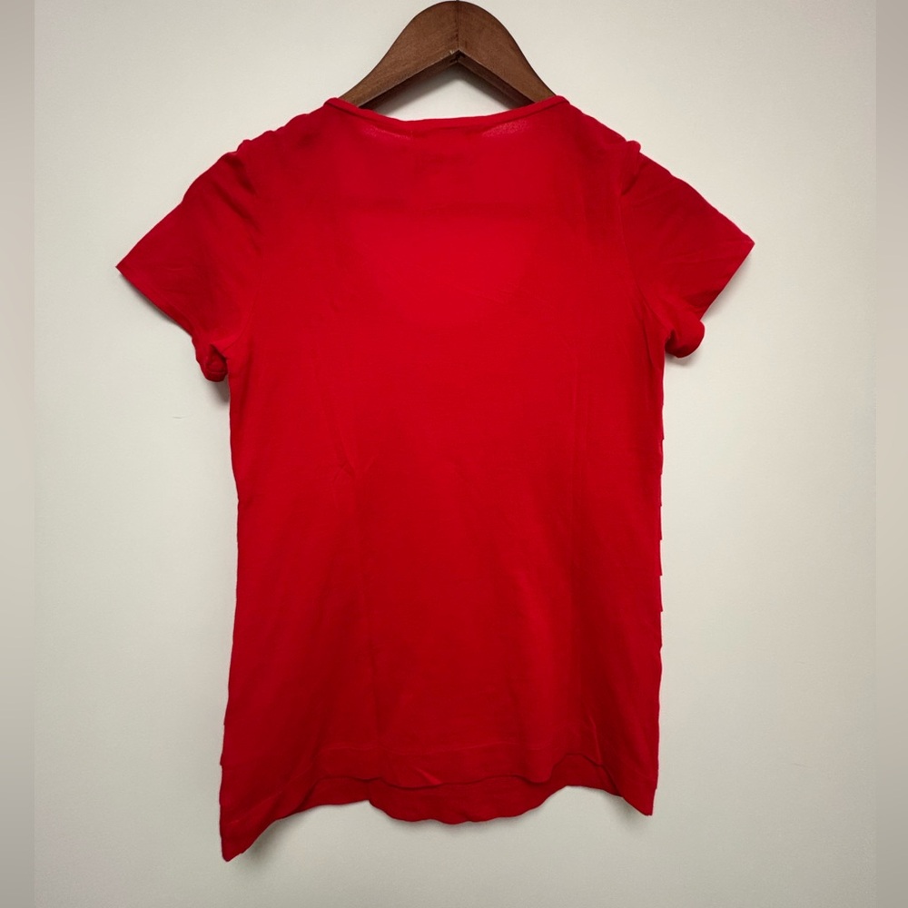 Lacoste 14” PTP Ruffled Red Layered Top, Size Small, Red. - Picture 5 of 6